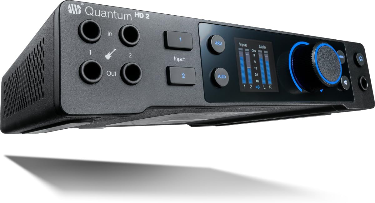 Audiosavings Bundle: (1) Presonus Quantum HD2 USB-C Audio Recording Interface Bundle with (1) Rockville RCM PRO Studio/Recording Condenser Microphone, (1) Rockville PRO-M50 Studio Headphones (3 Items)