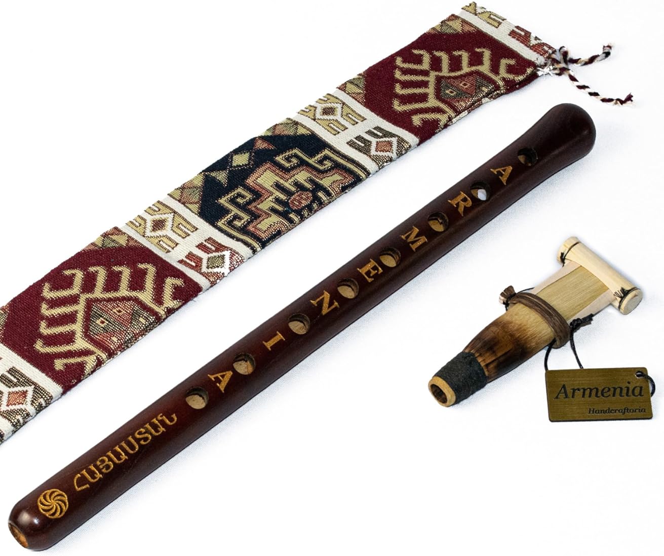 ARMENIAN DUDUK handmade from ARMENIA engraved eternity sign and Hayastan on it - Oboe Balaban Woodwind Instrument Apricot Wood - Playing Instruction - Gift National case