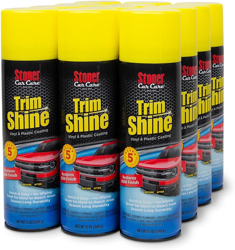 Stoner Car Care 91034-12PK Trim Shine – Vinyl and Plastic Protectant Coating for Interior and Exterior Automotive Detailing, Quick Auto Trim Restorer, Fast-Drying No Sling Formula – 12 oz (Pack of 12)
