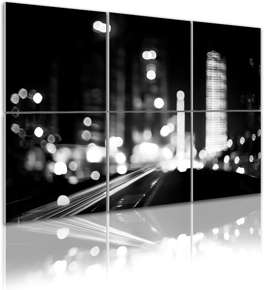 6 Pack Art Acoustic Panels black white abstract light city night Sound Absorbing Panel 48