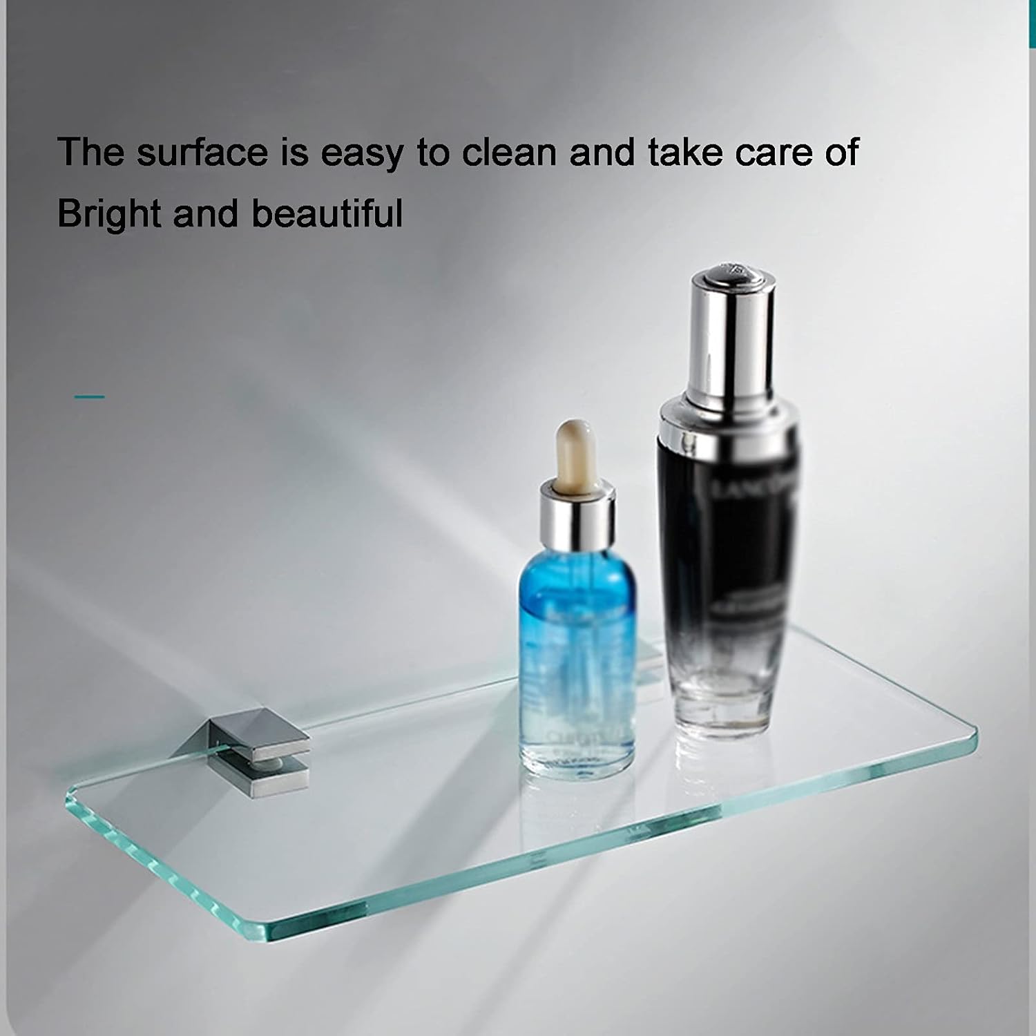 Bathroom Glass Shelf Round Corner Shelving Wall Mount Glass Bathroom Shelf Shower Rack Shower Organizer Rectangular (8mm Thick) (Color : Style2)