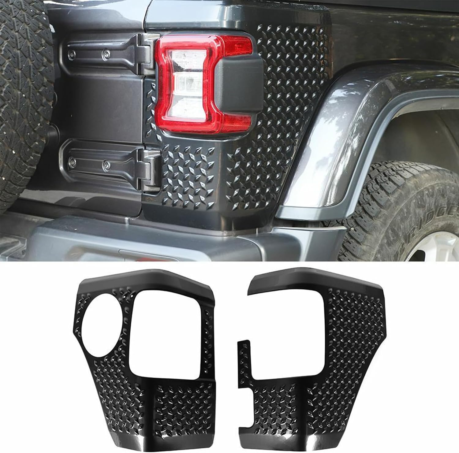 JL Rear Corner Guards Body Armor Kit Tail Light Trim Covers Compatible with 2018-2026 Jeep Wrangler JL JLU Rear Quarter Panel Black Diamond Armour