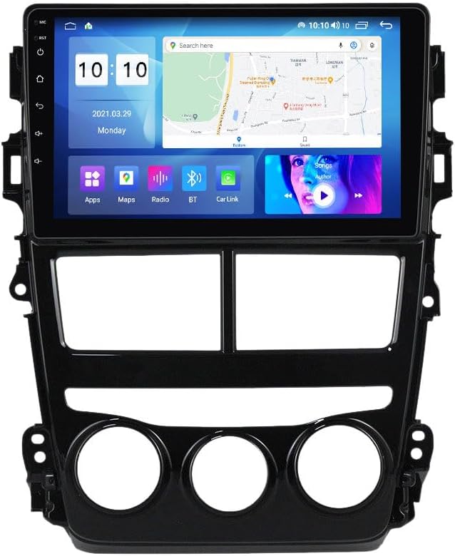 Android Car Stereo for Toyota Vios 2018-2019,9 inch IPS Touchscreen with Upgrade Wireless CarPlay & Android Auto,WiFi/GPS,Support SWC and Subwoofer,4-Core 2G+32G