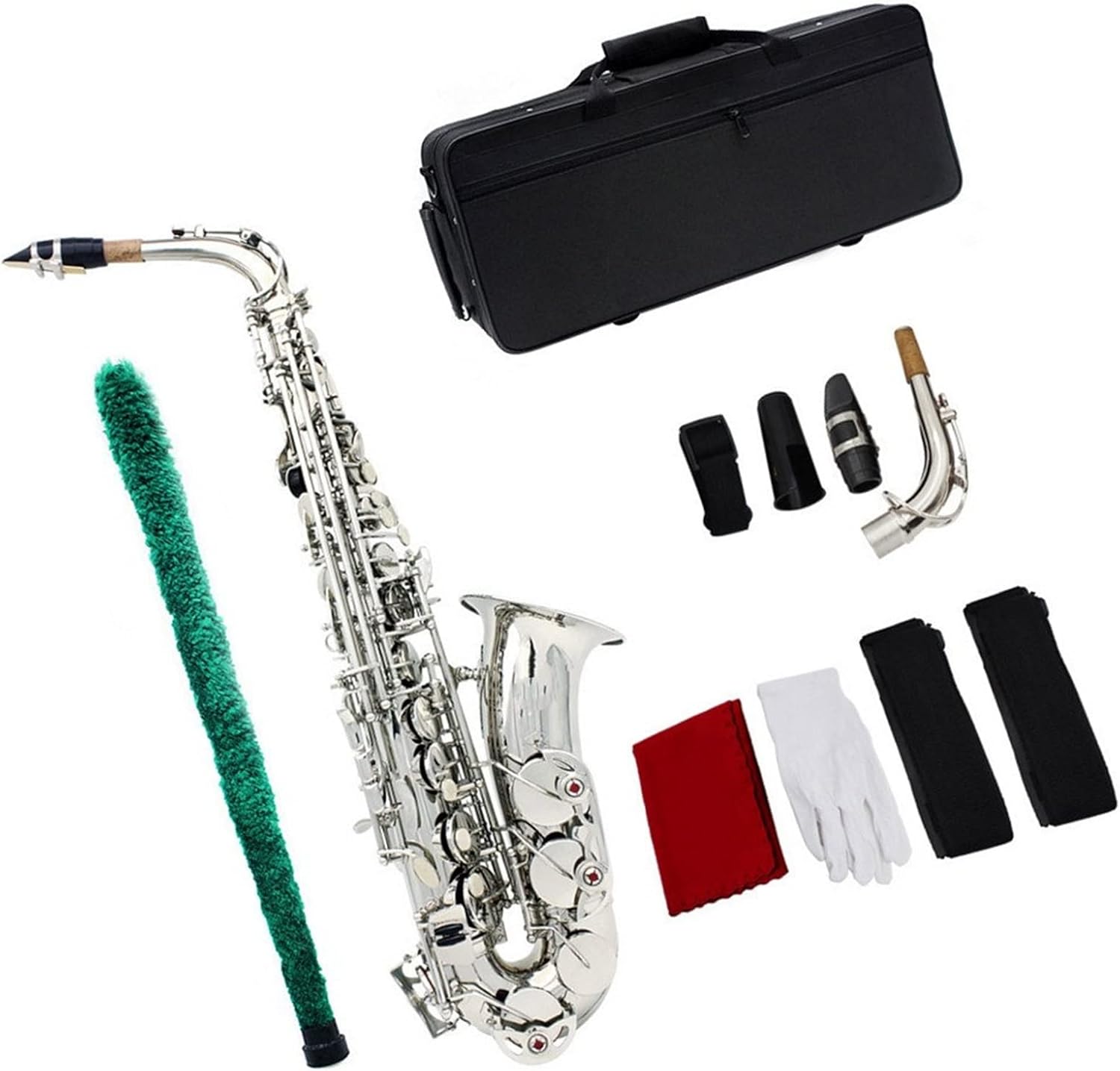 Silver Alto Saxophone E-Flat Alto Saxophone Wind Instrument with Accessories