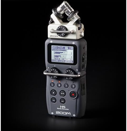 Zoom H5 4-Track Portable Handy Recorder for Video, Audio, Music, Podcasting with Interchangeable X/Y Mic Capsule, Stereo Microphones, 2 XLR/TRS Inputs, USB Audio Interface, Battery Powered Bundle
