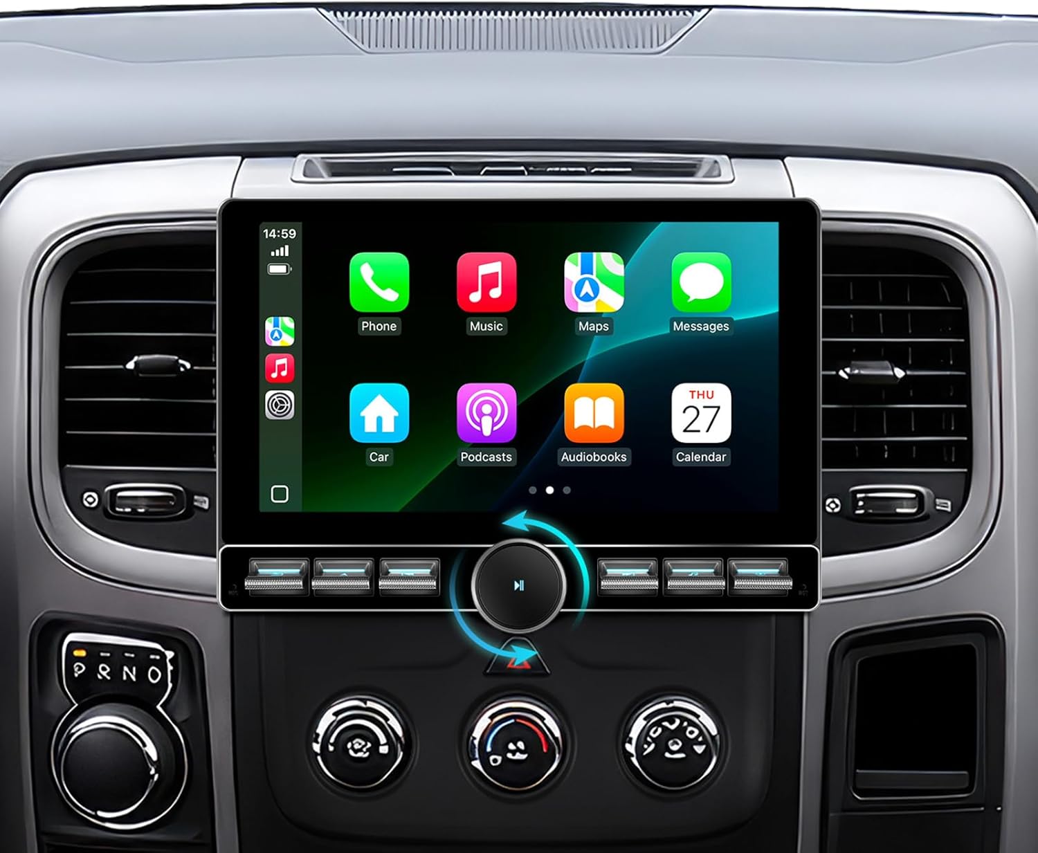 for Dodge 1500/2500/3500 Ram Radio 2013-2018 | Manual/Auto AC |Wireless CarPlay Android Auto| Single Knob Keybutton QLED Touch Screen Car Stereo