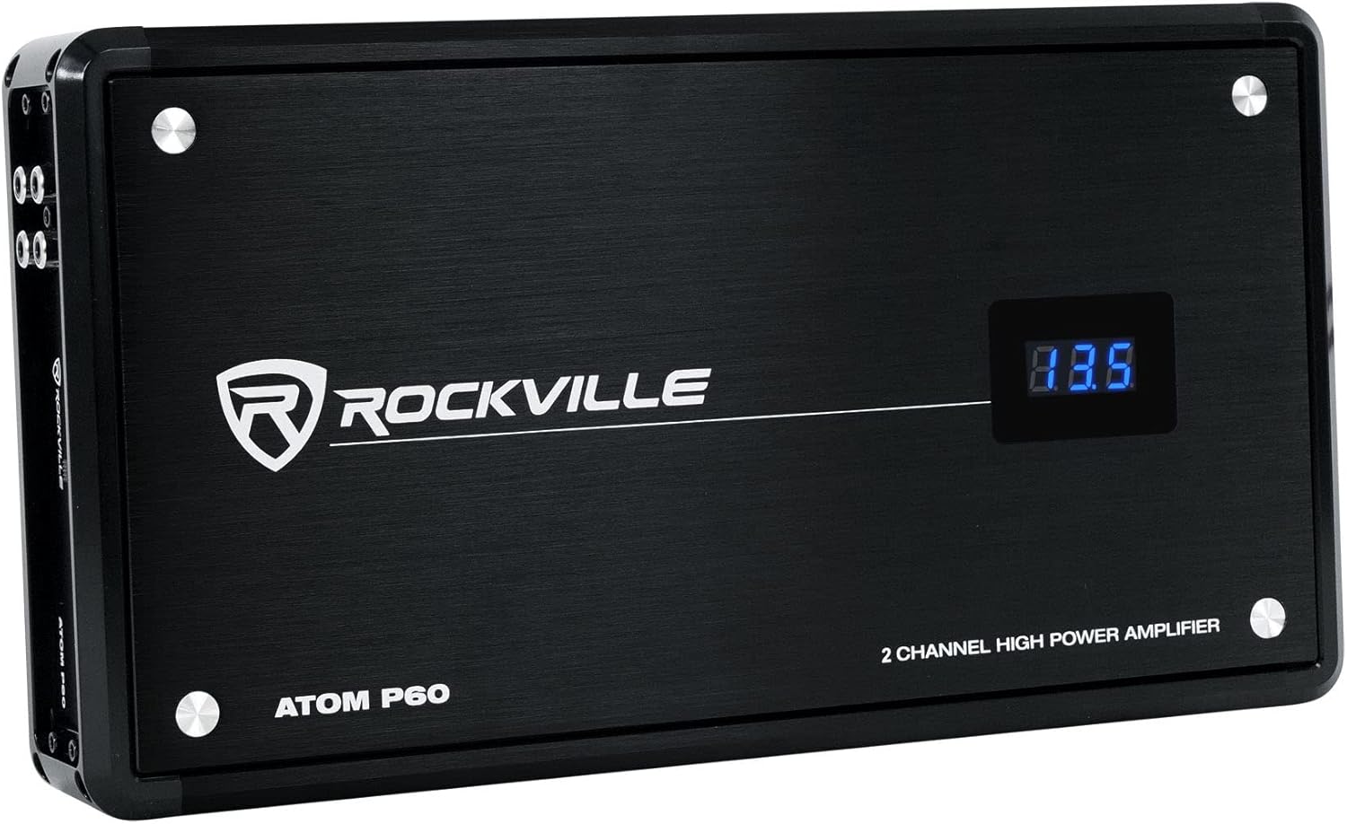 Rockville ATOM P60 Marine/ATV/Car Amplifier, 4800W, 2-Channel, Class-D, Dyno-Certified, Digital Volt Meter, Perfect for Boats, ATVs, and Car Audio