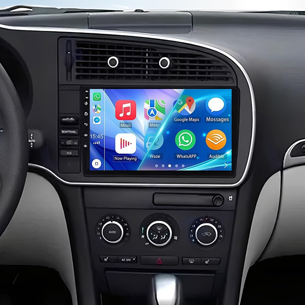 Android 13 Double Din Car Radio Stereo for Saab 9-3 93 2007-2011 with Wireless Carplay Android Auto, 7 Inch IPS Touchscreen 2G+32G Car Audio Receiver w/WiFi GPS Bluetooth AHD SWC FM Backup Camera