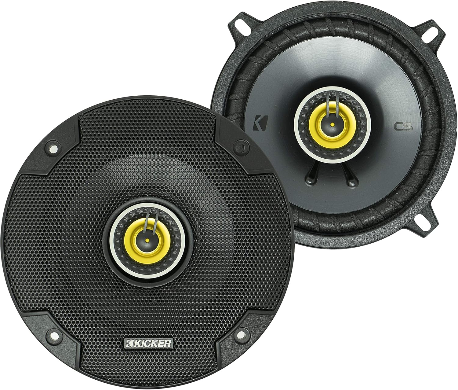 KICKER CS Series CSC5 5.25-Inch Car Audio Speaker with Woofers, Yellow (2 Pack) (Renewed)