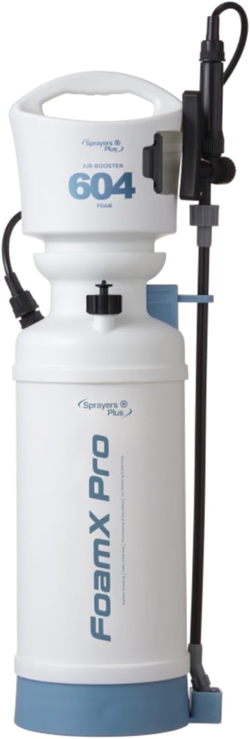 Sprayers Plus 604 Air Booster Foam Sprayer, Battery Powered Washer for Car Wash & Detailing, Spray Foam with 40 PSI Pressure, 16V Rechargeable Power, Surface Cleaning