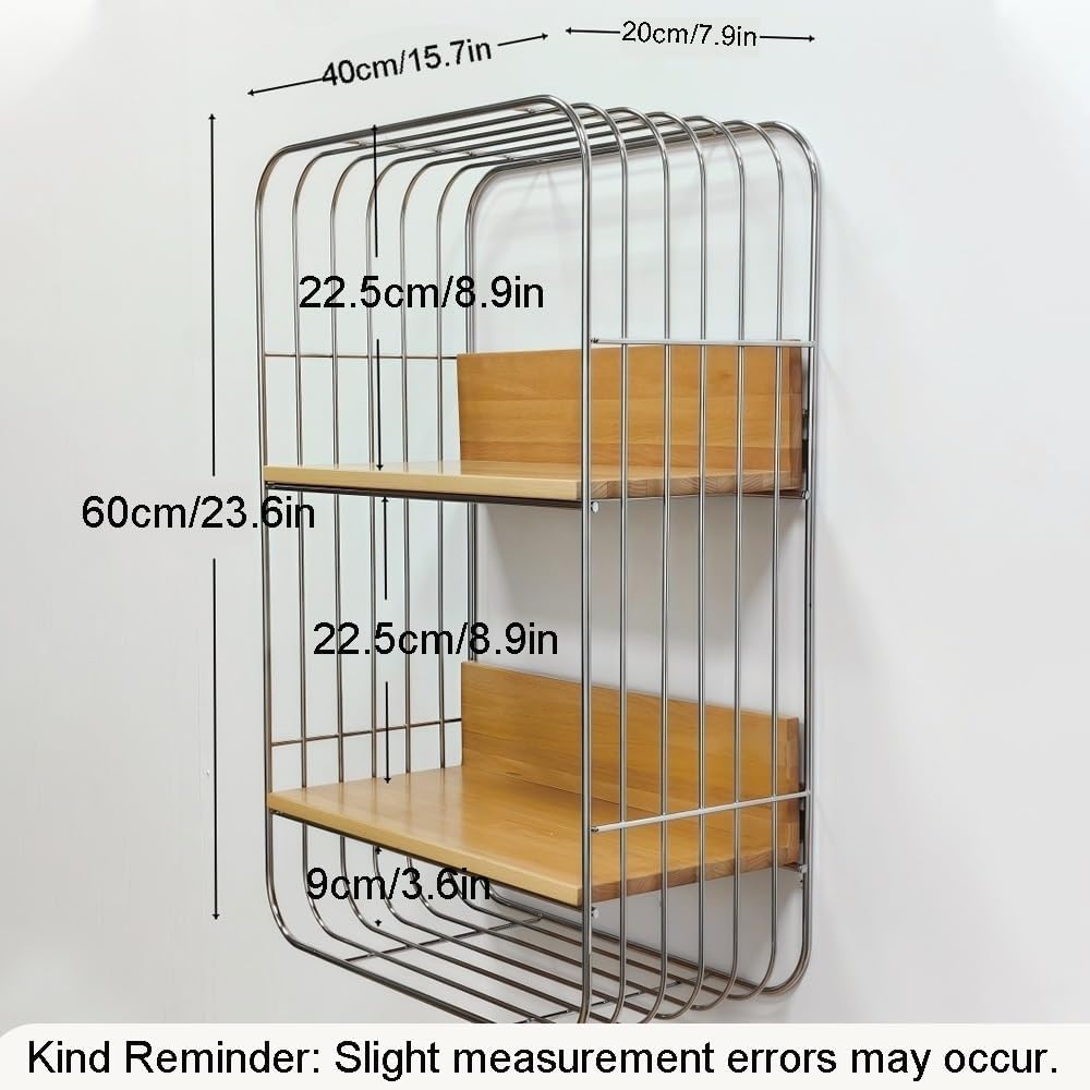 Multifunction Floating Wall Shelves, Multi-Layer Spice Rack Wall Mount, Minimalist Bathroom Shelves, Square Metal Book Shelf for Bathroom, Bedroom, Office