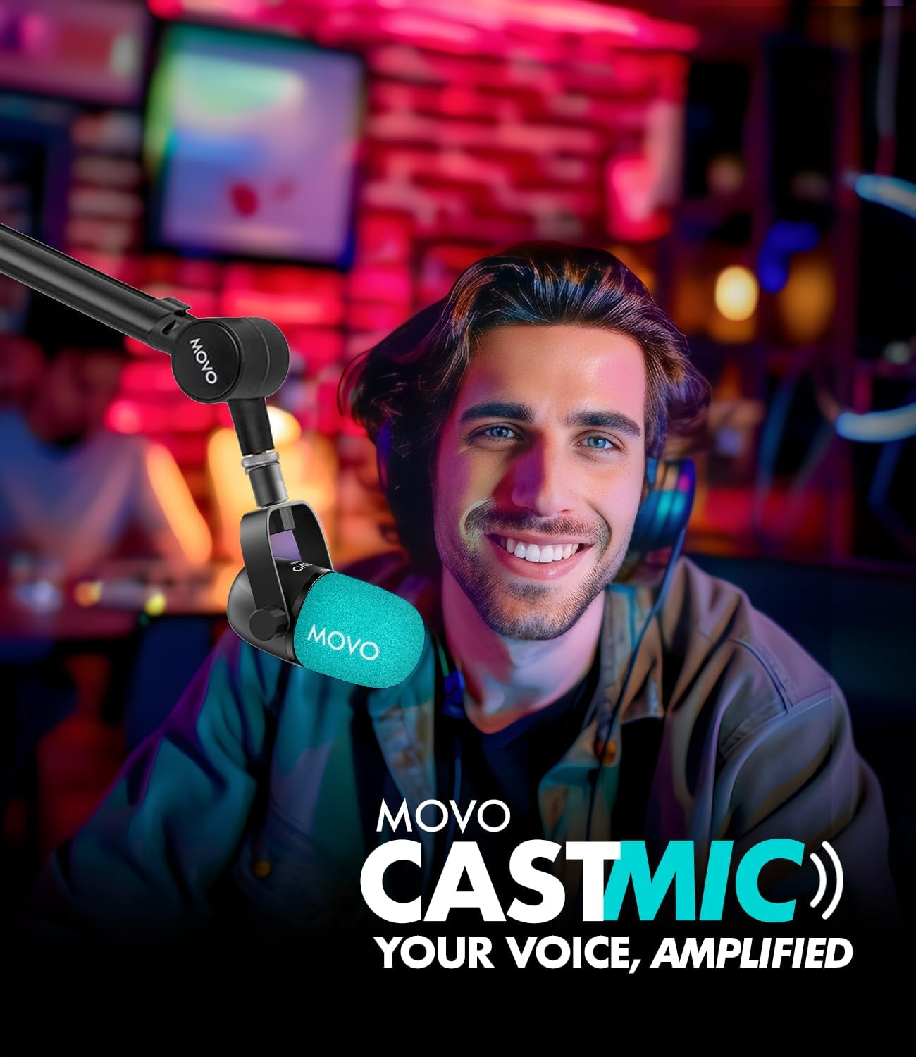 Movo CastMic Dynamic XLR Podcast Microphone for PC, Gaming, Streaming, YouTube, and Musicians - Cardioid Podcast Mic for Content Creators