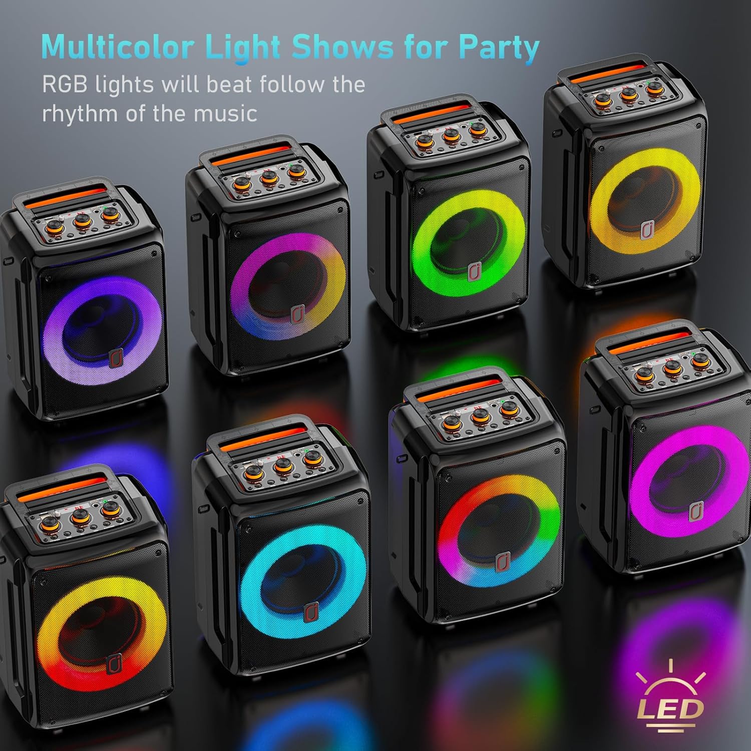 Karaoke Machine with 2 Microphones, Portable Bluetooth Karaoke Speaker for Adults, Home Party Speaker with DJ Light for Outdoor, Events, Gathering, PA System Support TV Connectivity