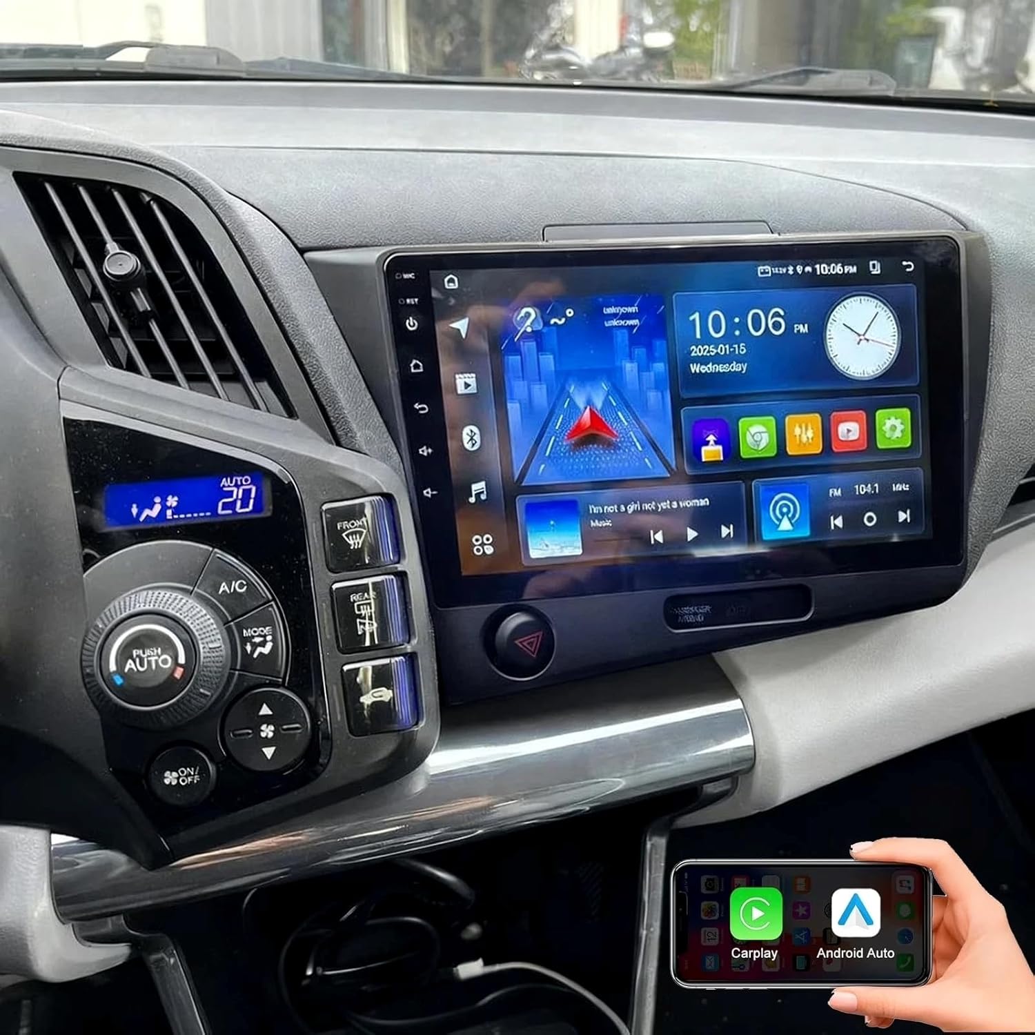 Car Radio Bluetooth for 2014 Honda CRZ, Android 15 4G+64G 9inch IPS Touch Screen Car Stereo with CarPlay Android Auto GPS Navigator WiFi SWC Backup CameraCan Bus Mirrorlink RDS FM USB MIC