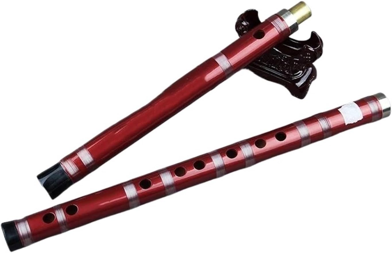 C Bamboo Flute Woodwind Classical Flute Traditional Beginner(Red E)