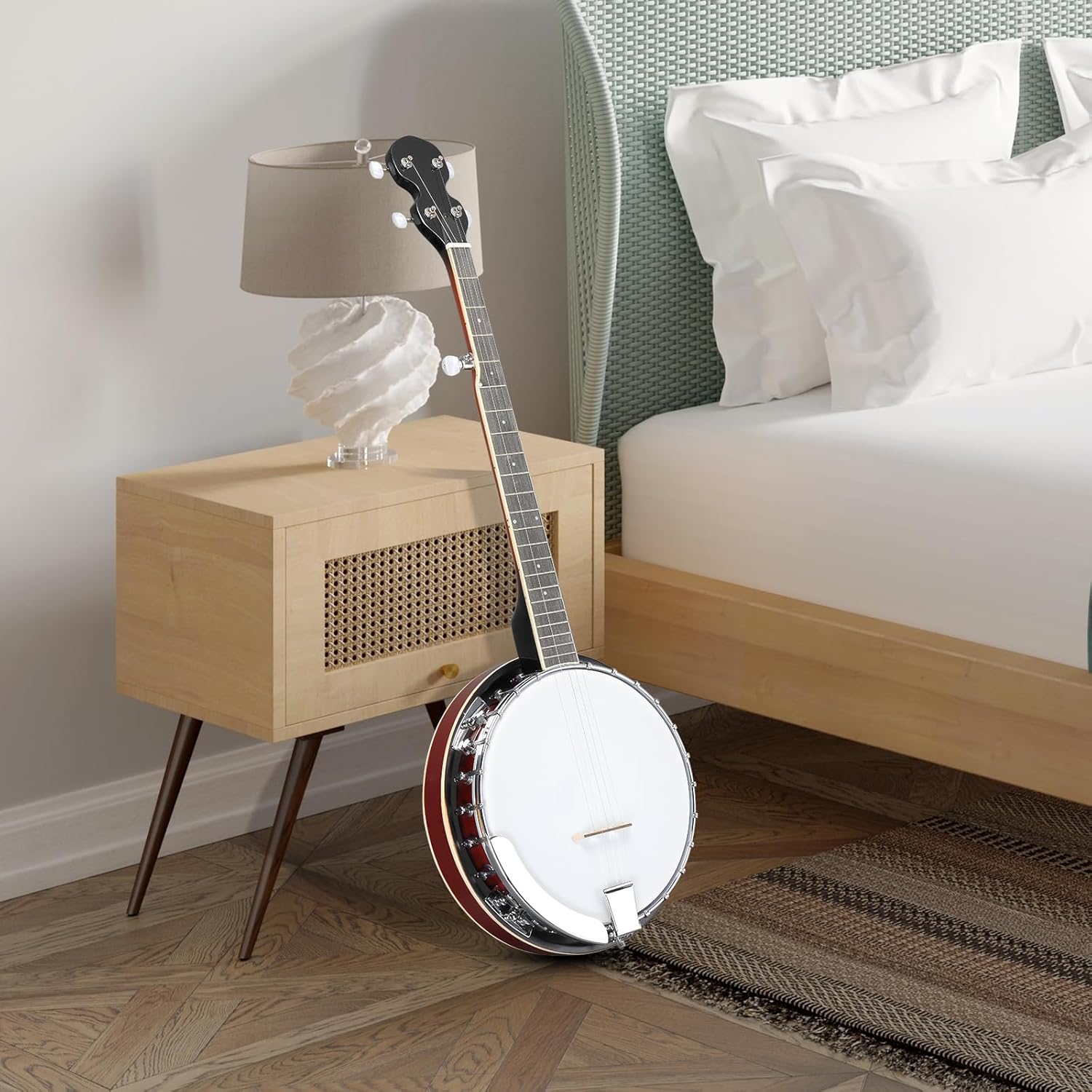 Full Size 5 String Right Handed Banjos Set with Closed Solid Sapele Back & Premium Mahogany Neck and Premium Accessories