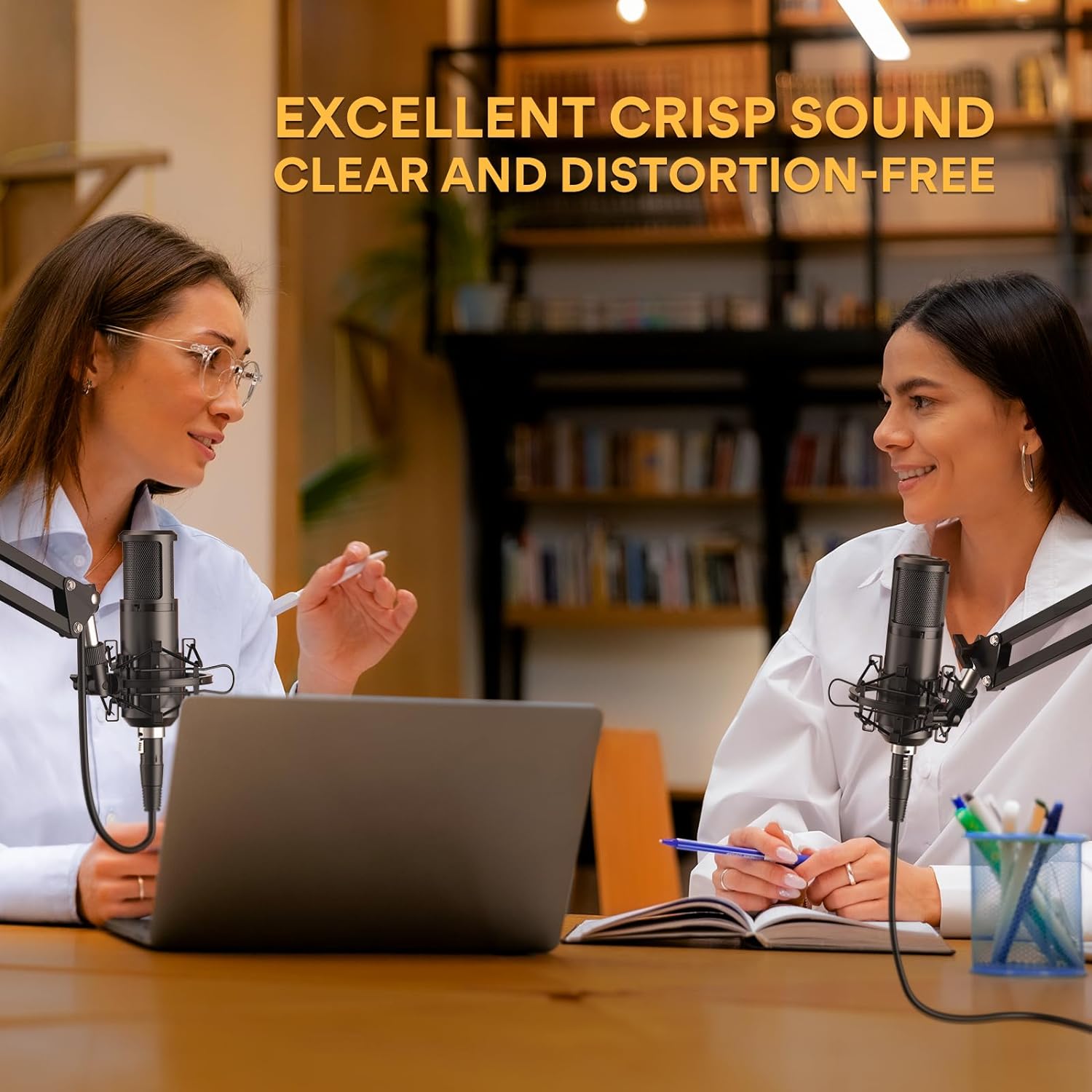 MAONO XLR Podcast Equipment Bundle: Condenser mic with 3.5 MM Studio Headphones,Works with Audio Interface