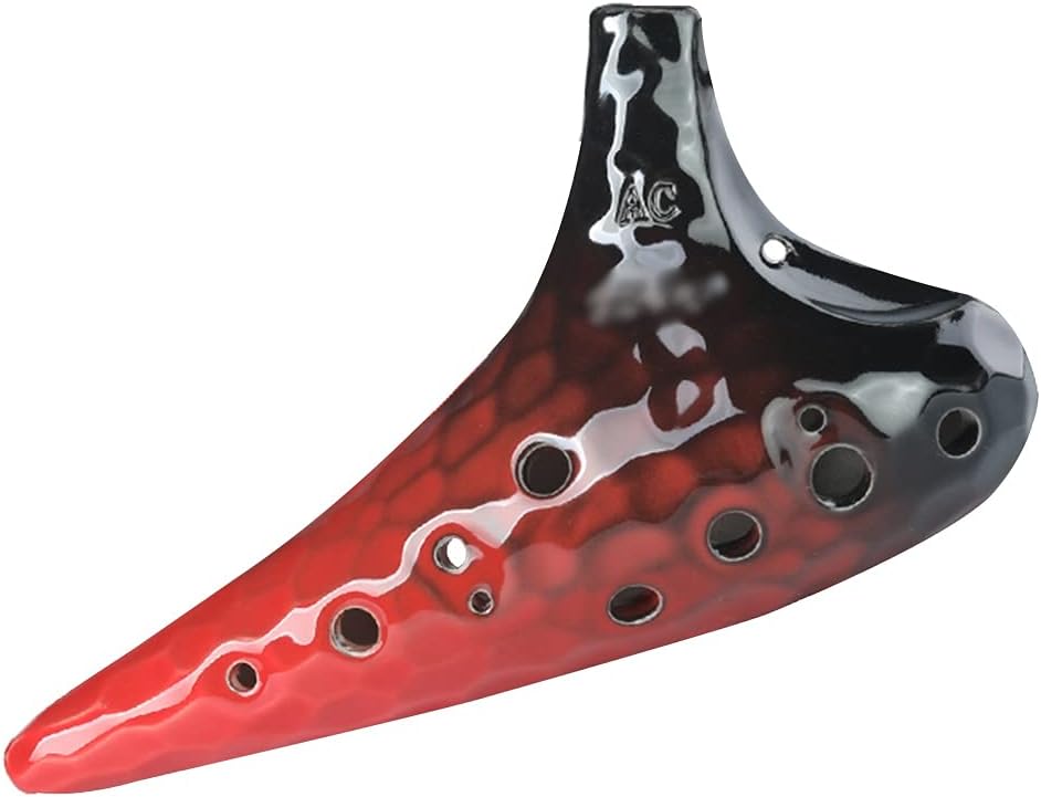 Ocarinas 12-Hole AC Tone for Beginners Alto C Professional Playing Flute Instrument Soft Tone (Color : Red, Size : 18.310.55cm)