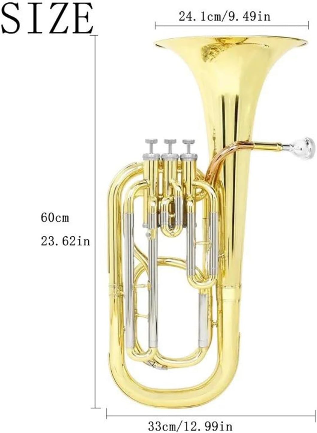 Brass Euphonium B Flat Professional Performance Beginner Adult Practice Euphonium All-brass Instrument