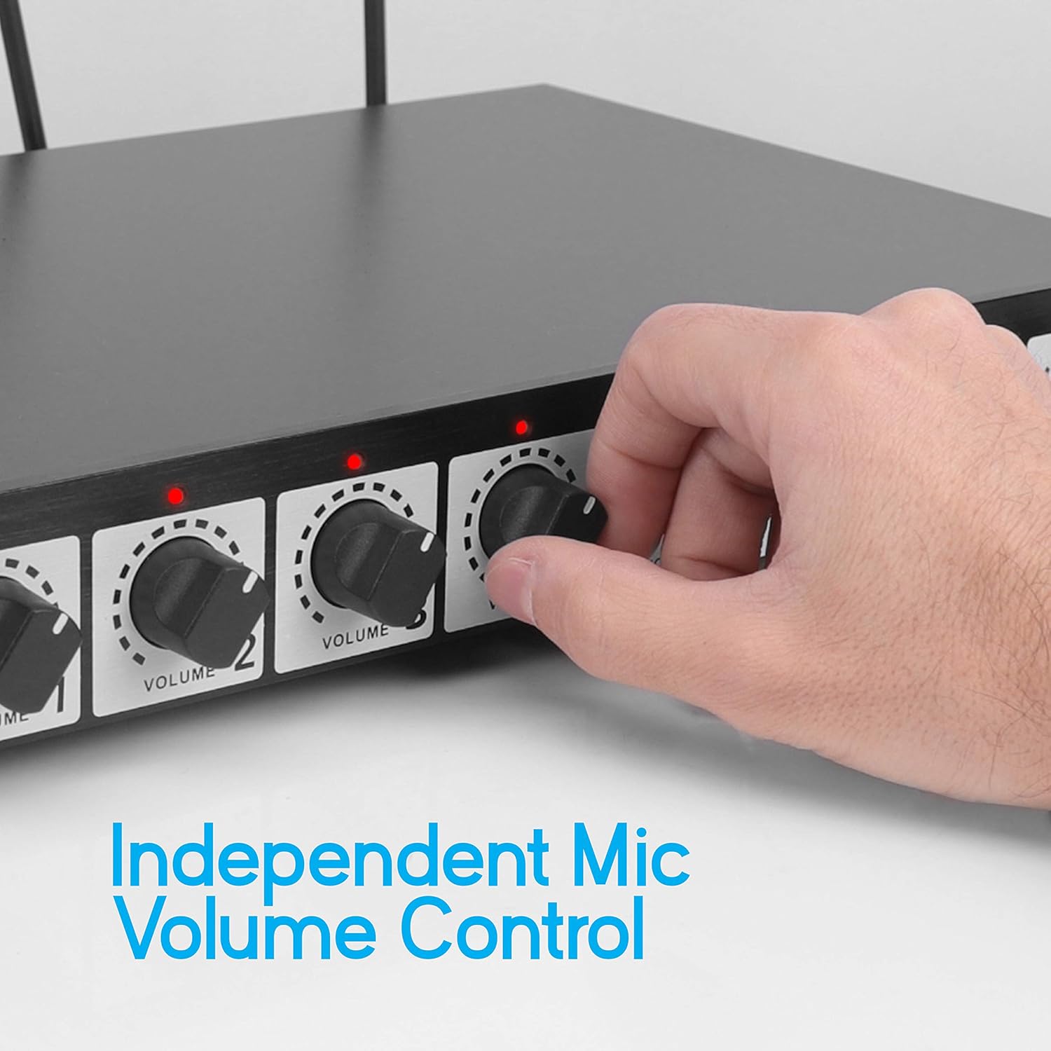 Pyle 8 Channel Wireless Microphone System - Professional VHF Audio Mic Set with Headset/Bodypack, 4 Clip Lavalier, 4 Handheld Mic for Church, Singing, Karaoke, Conference, DJ, 4 Transmitters