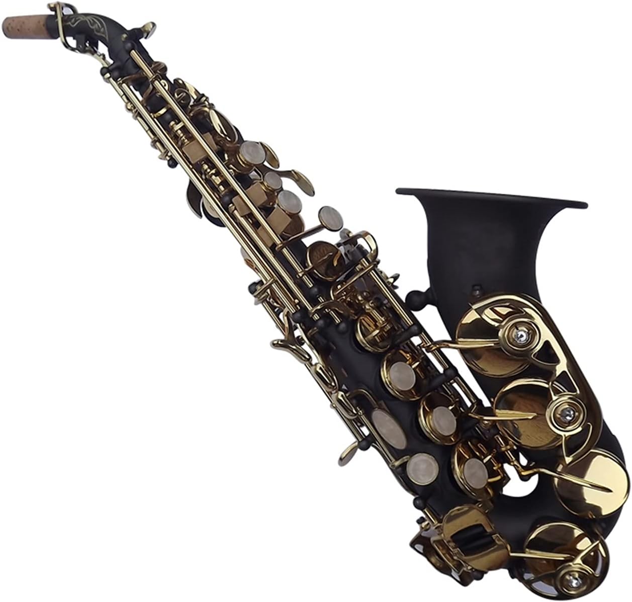 Sax Beginners Kit Soprano Saxophone Exquisite Carved Flower Black Nickel Gold Surface B Tone Sax Brass Instrument with Case Wind Instrument
