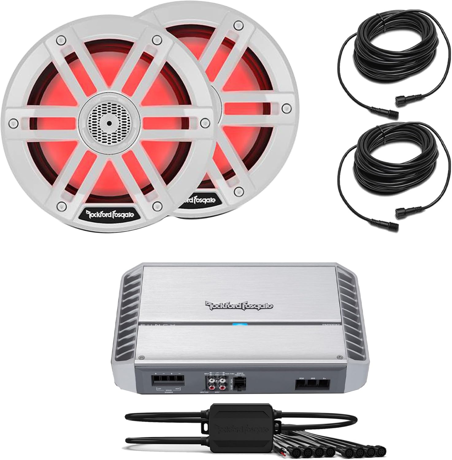 Rockford Fosgate PM500X2 2 Channel Marine Amplifier with 1 Pair M1-8 M1 Series 8