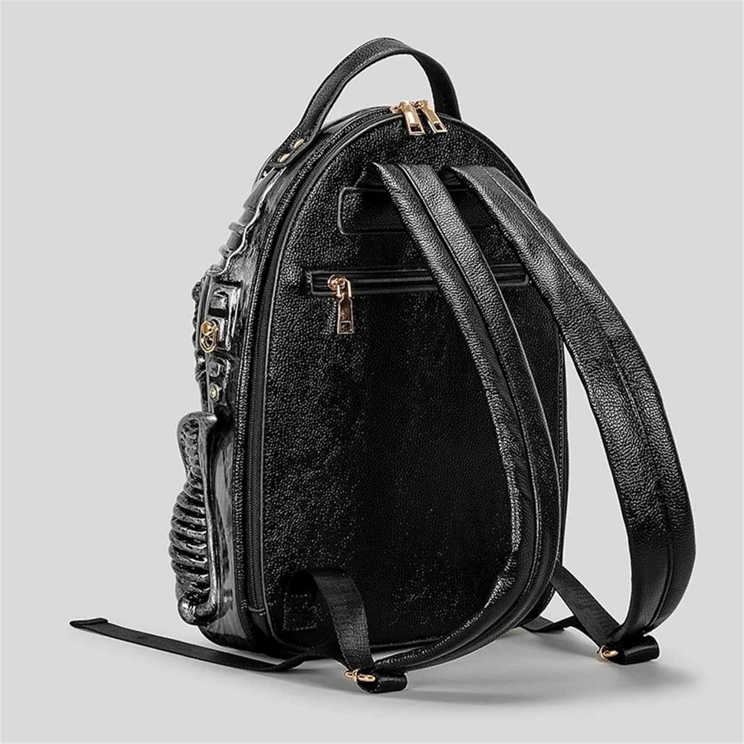 3D Xenomorph Shaped Backpack Steam Punk for Men Women Y2K Personality Travel Handbag PVC Unique Novelty Alien Purse (silver)