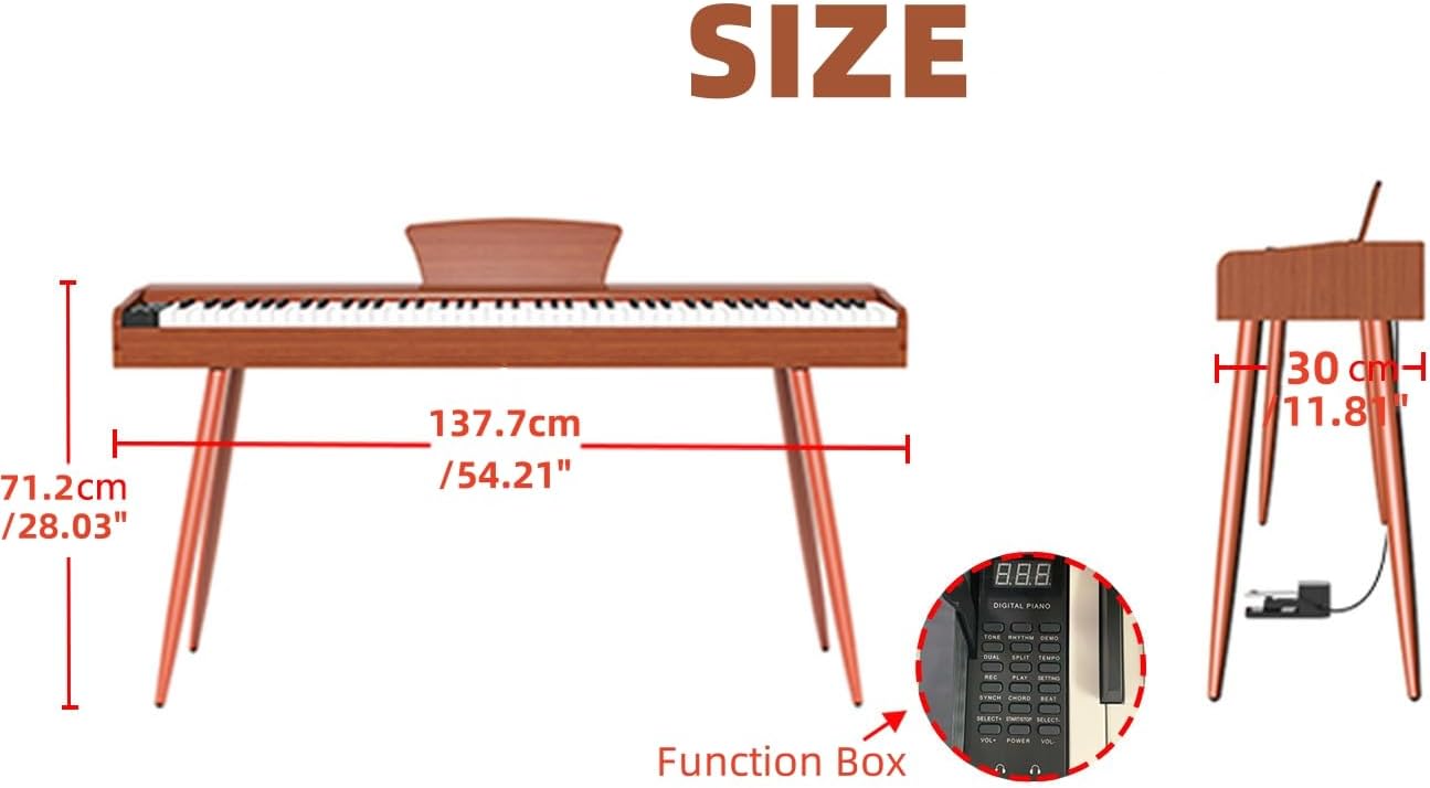 LANDTOM DDT-5130 88-Key Digital Keyboard Piano, Wooden Electric Hammer Weighted Full Size Keyboard Piano, with 3-Pedal, MIDI Connection, Multi-Functional Keyboard and Stand (Black)