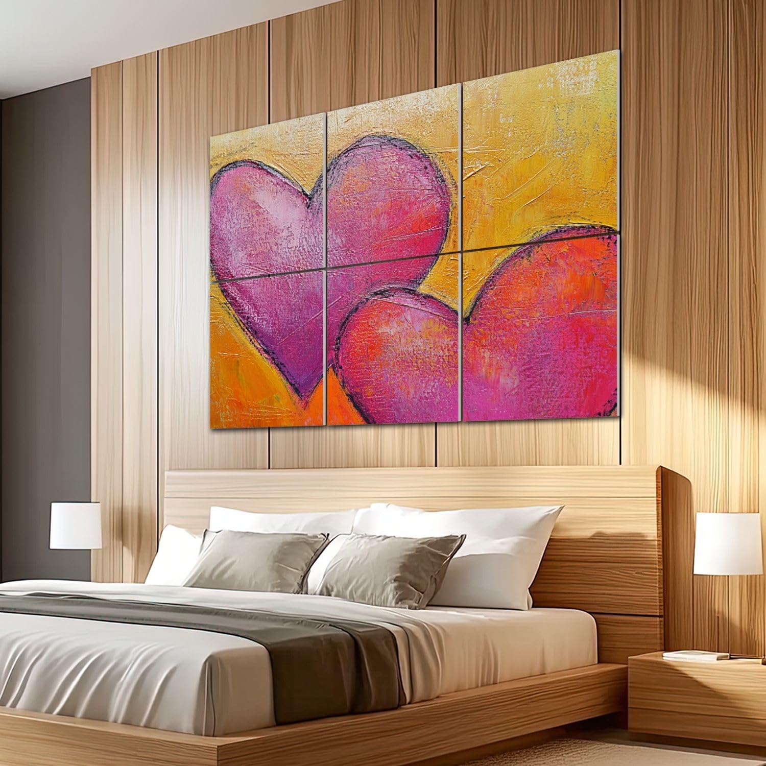 6 Pack Art Acoustic Panels Sound Absorbing Abstract Colorful Textural Heart Pink Orange Textured Surface Bold Decorative Soundproof Wall Panels Self Adhesive for Recording Studios Office 72