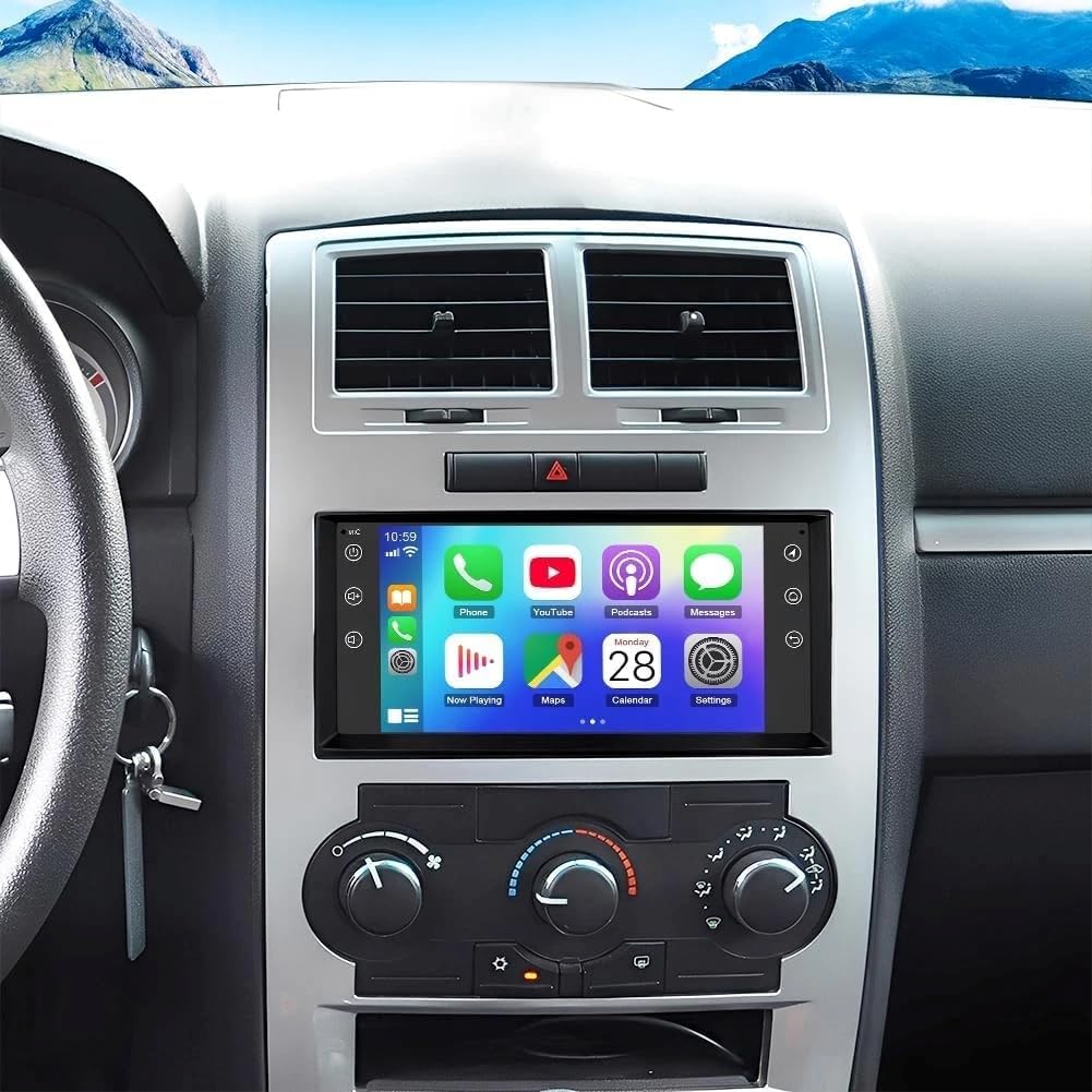 Car Radio Bluetooth for 2008 Dodge Nitro, Double DIN Car Stereo with Wireless CarPlay Android Auto, 7