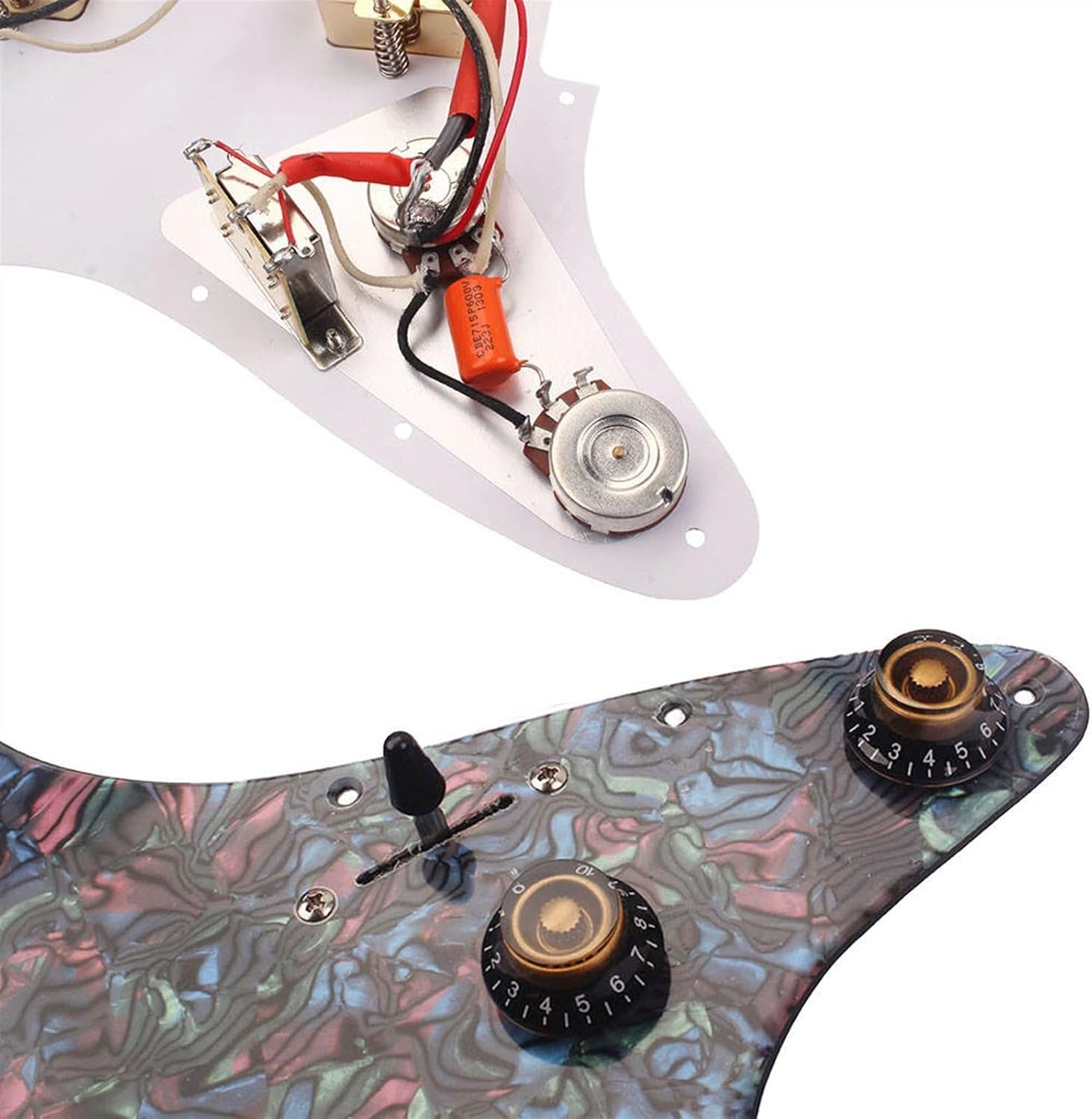 KESHUO 3PLY Electric Guitar Prewired Loaded Pickguard W/Back Cover for ST Guitar Accessories Loaded Pickguard Pre-Wired