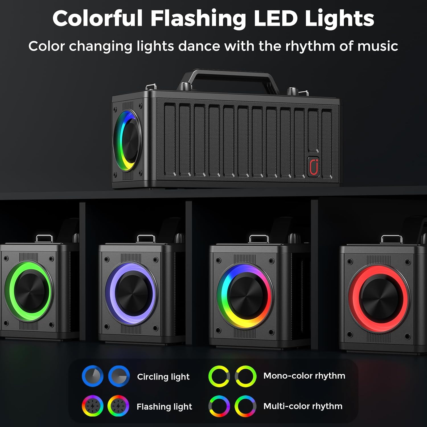 JYX Karaoke Machine for Adults with 2 Wireless Microphones，Portable Bluetooth Speaker, PA System with LED Lights for Home Party, Birthday Gifts, Supports REC/FM/AUX/USB/TF Live Broadcast