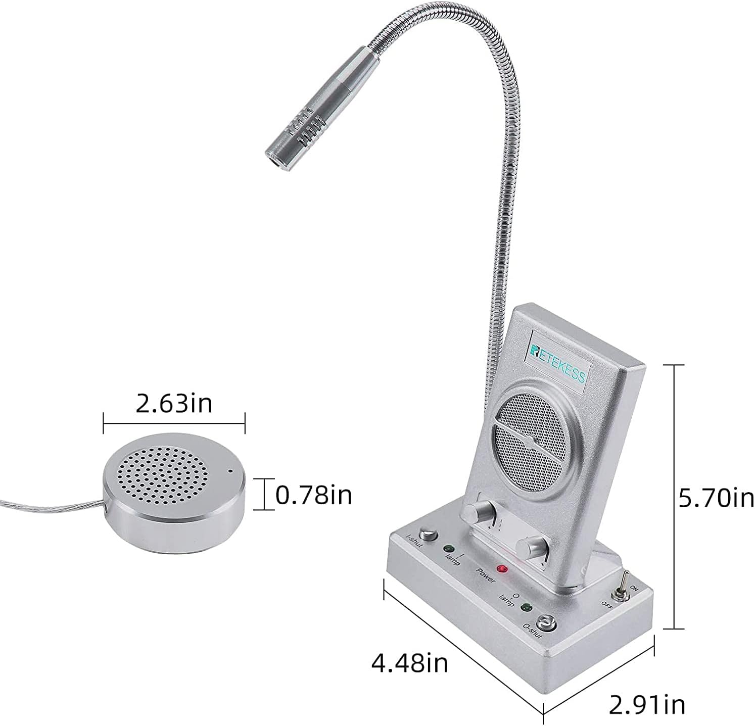 Retekess TW102 Bank Window Intercom with 3 TT123 Wireless Microphone Headset, Connect Automatically, Window Microphone and Speaker,Dual-Way Interphone for Business,Office(3 Pack)