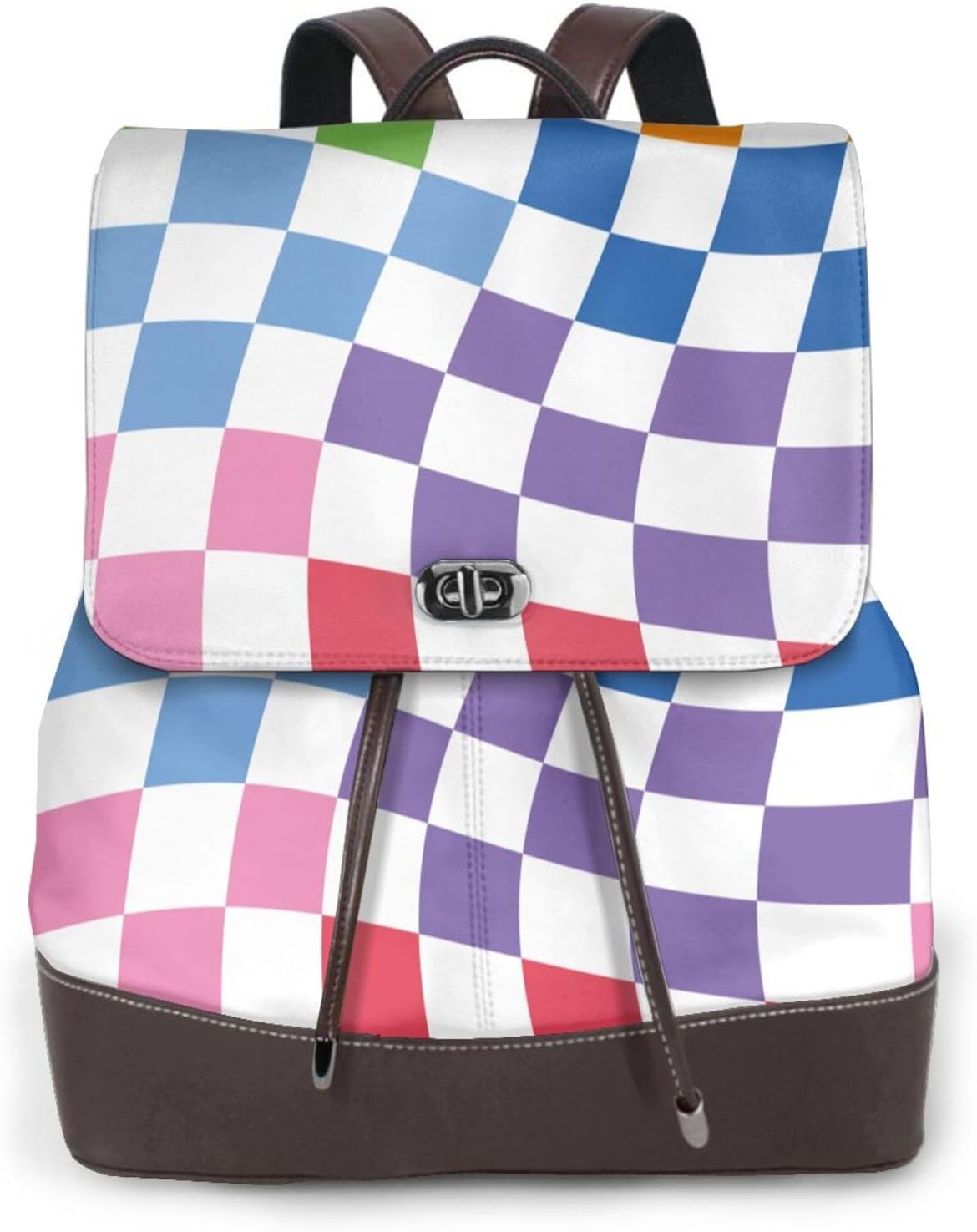 Wavy Checkerboard 2 for Womens Backpack Purse Microfiber PU Anti-theft Large Fashion Designer Travel Bag Ladies Shoulder Bags