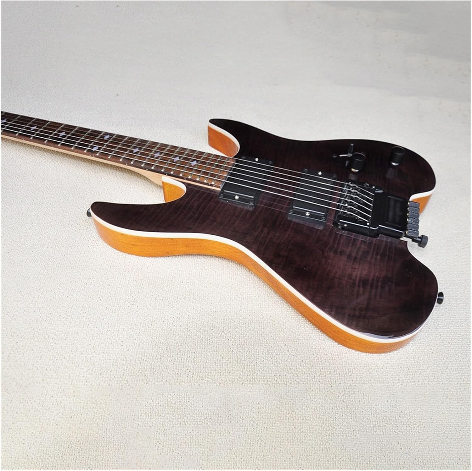 Headless Electric Guitar Headless Electric Guitar with Flame Maple Veneer Rosewood Fretboard 24 Frets