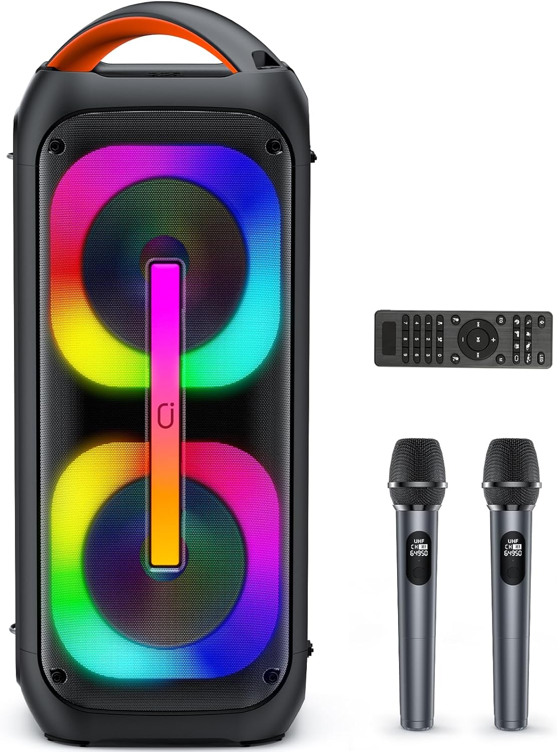 Karaoke Machine with 2 Wireless Microphones, 【Dual 60W 6.5