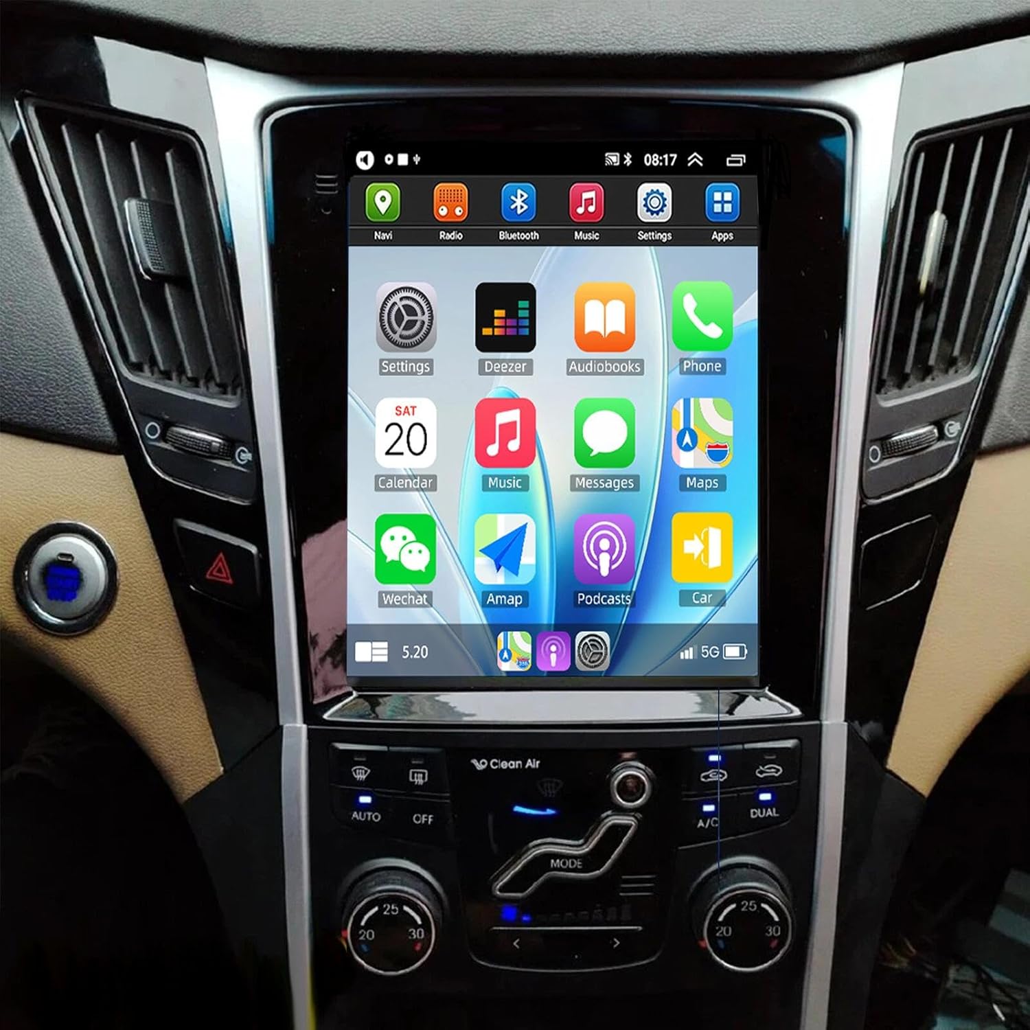 9.7 inch Car Stereo Android 14 4G+64G for Hyundai Sonata 2011-2015 with CarPlay Wireless Android Auto,HD Touch Screen Car Radio with GPS,WiFi,Bluetooth,FM/RDS Radio,HiFi,SWC+Rear Camera