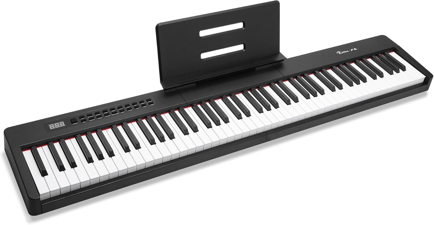 Rosen P21 Semi-Weighted Keyboard 88 Keys Beginner Digital Piano, Portable Electric Piano with Sustain Pedal and Power Supply,Black