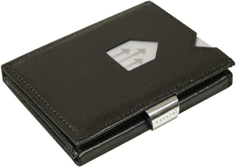 EXENTRI Leather Trifold Wallet - RFID Blocking w/Stainless Steel Locking Clip