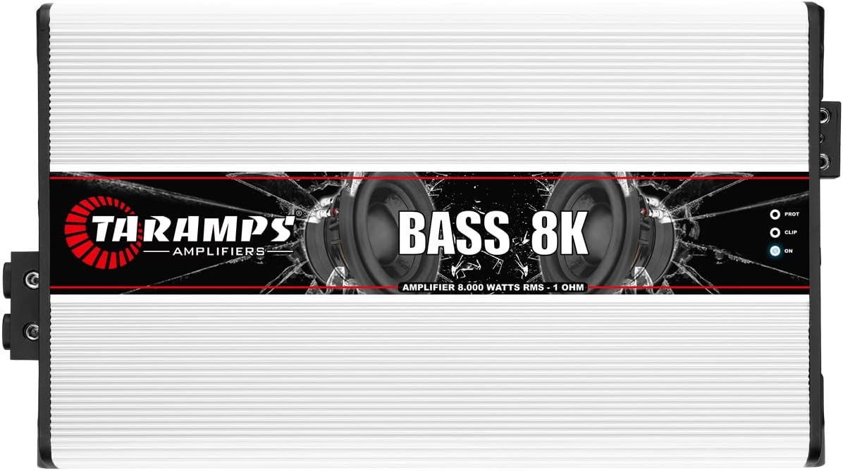 Taramps Bass 8k 1 Ohm Monoblock Amplifier 8000 Watts Rms 1 Channel Powerful Full Range Great for Sub/Bass RCA Input Subsonic Filter, Car Audio Class D