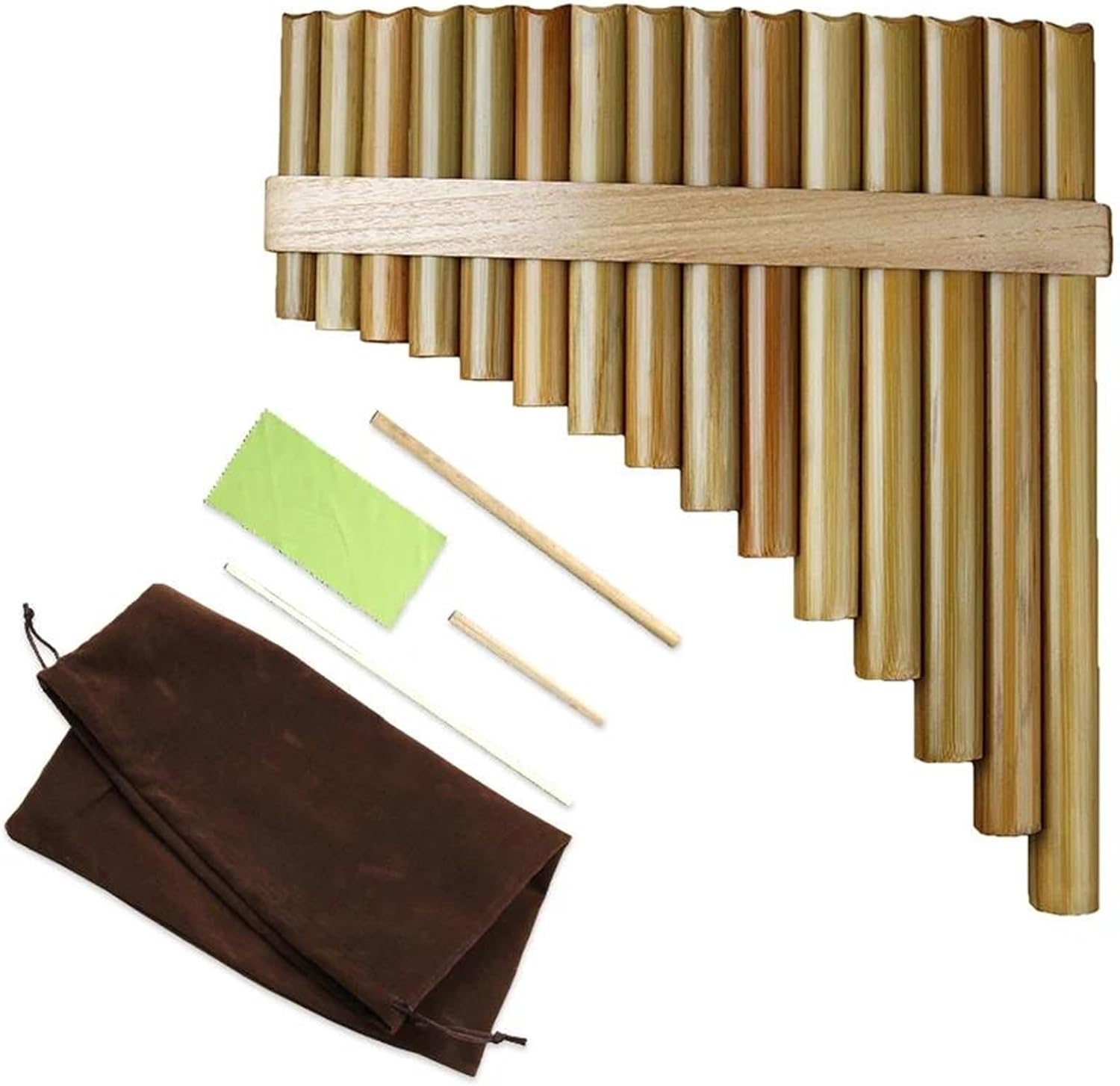 15 Pipes G Key Pan Flute Woodwind Chinese Traditional Musical Instrument(Color:Left-hand)
