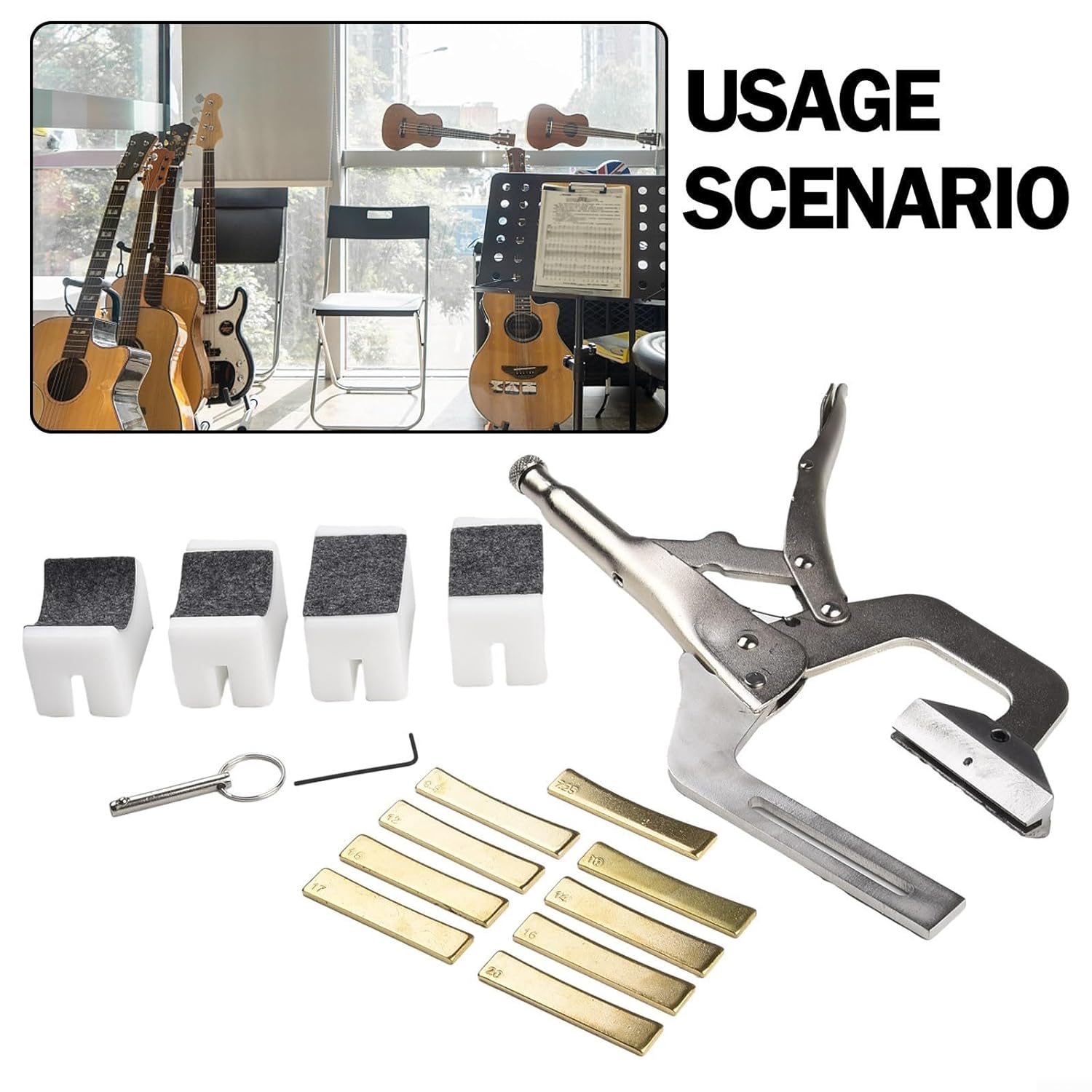 Handheld Fret Tool for Accurate Fret Installation with 9 Brass Inserts - Professional Guitar and Bass Fret Pressing Tool(Fret Press with 9 Radius Inserts)