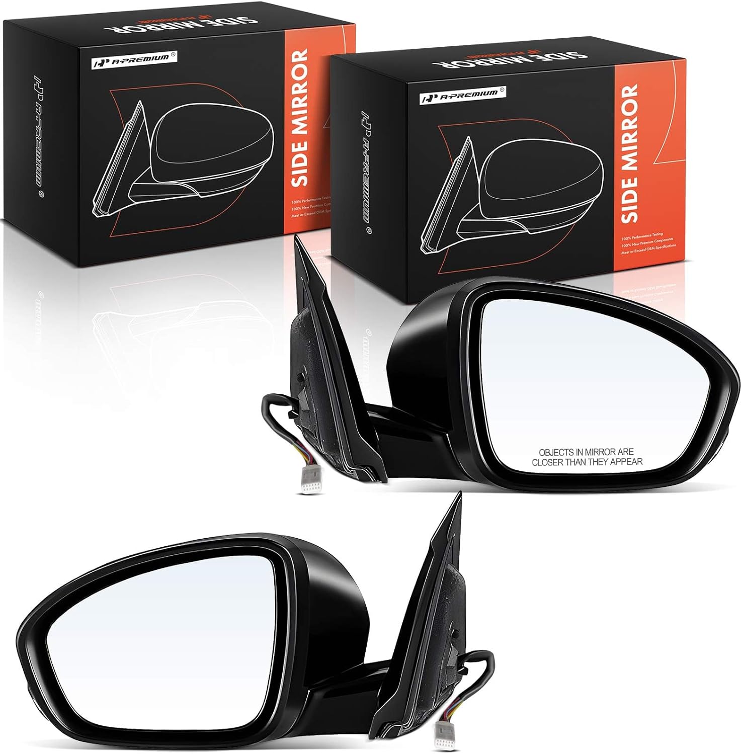 A-Premium Pair (2) Driver and Passenger Side Power Door Mirror - Compatible with Nissan Altima 2019-2020 - Heated Manual Folding Black Outside Rear View Mirror with Turn Signal