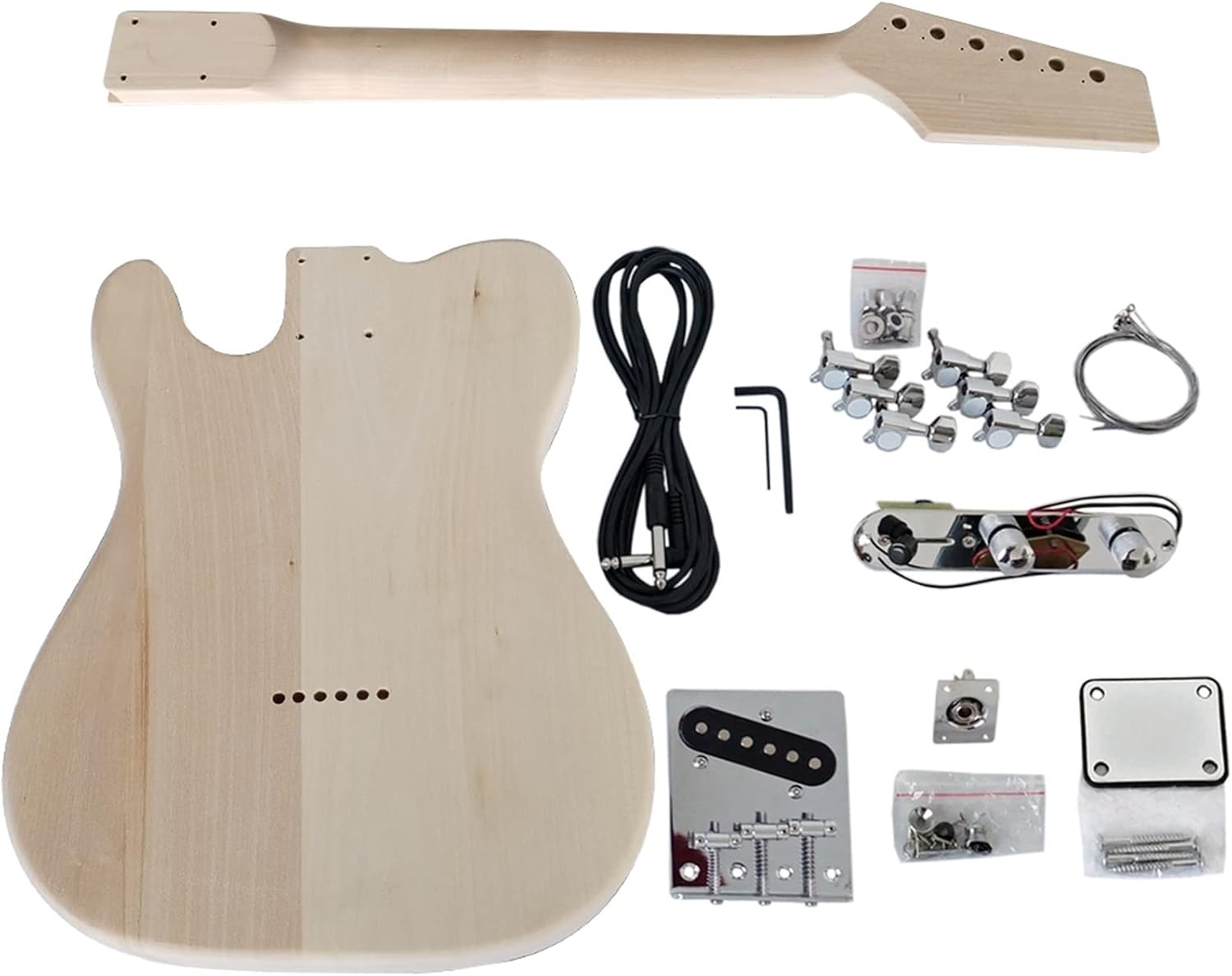 39 Inches Full Set DIY Electric Guitar Kit Basswood Body Maple Neck Unfinished All Hardware Unfinished Guitar Set (Color : 02)