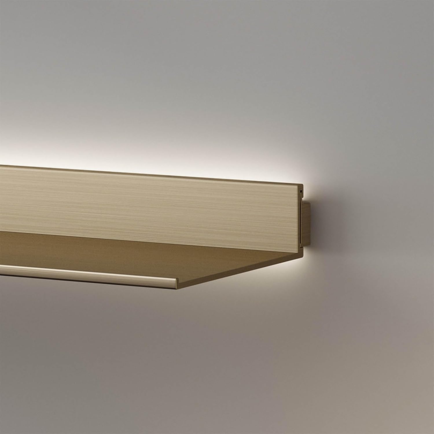 Modern Gold Aluminum Alloy Floating Wall Shelves with Double Sided Wall Mount Light Wall Storage Shelf Creative Wine Rack 60x15cm