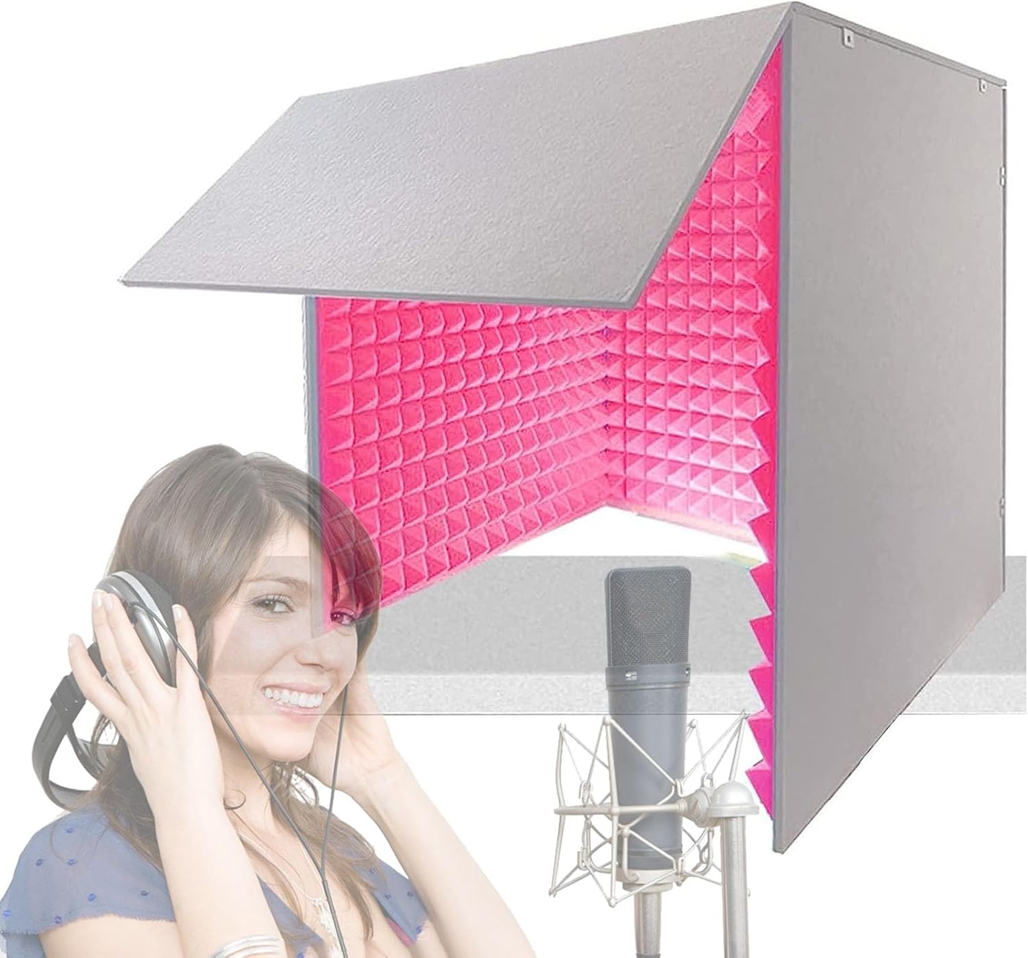 Portable Recording Studio, Desktop Soundproofing Enclosure, DIY Isolation Booth for Microphones (Red)