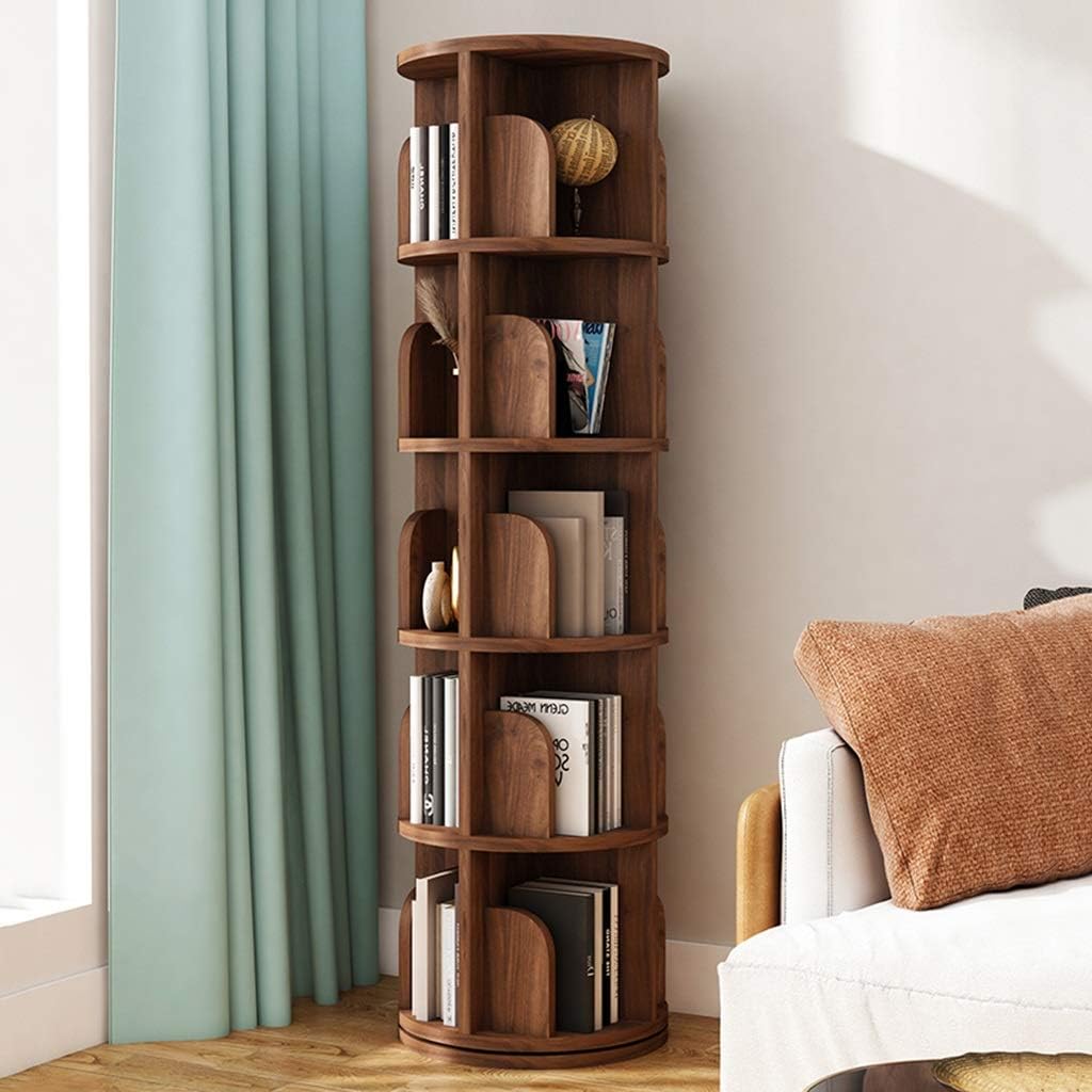 360 Multi-Layer Bookshelf, Walnut Finish, 46*162cm, 1 Shelf, Classic Rustic Style, Children's Adjustable Tiered Shelf, Wall Mount, Height Adjustable