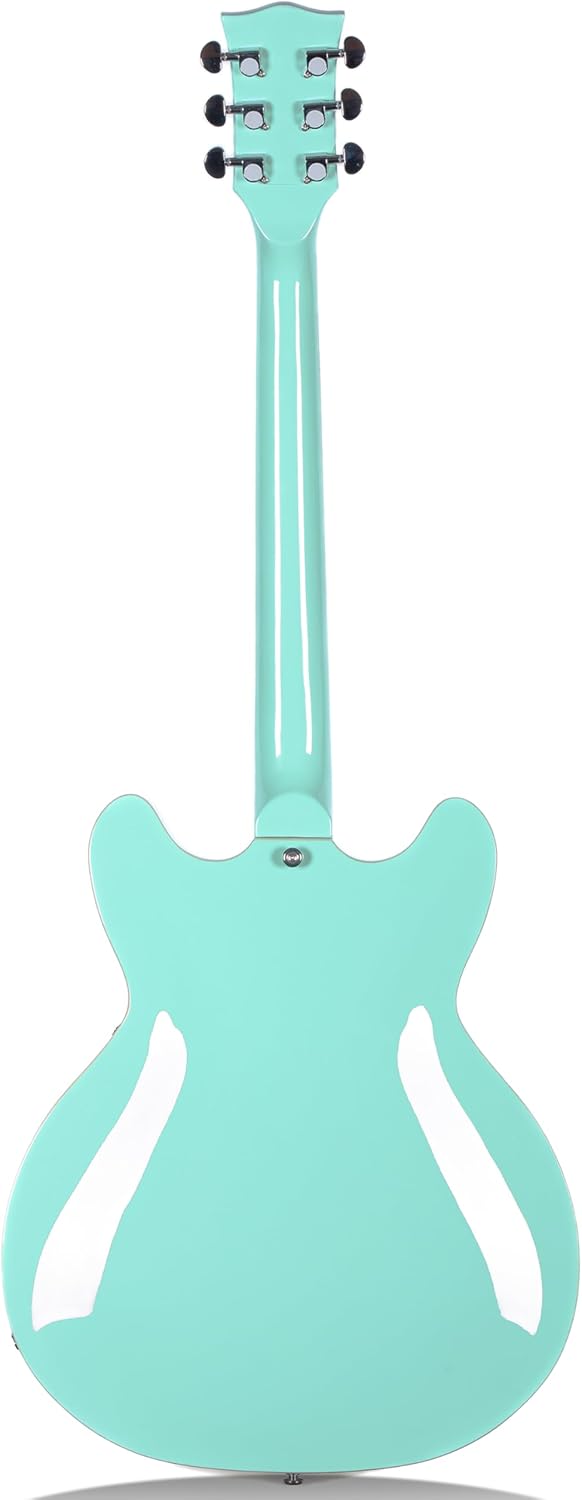 Redid Semi-Hollow Body Electric Guitar RD-100 Jazz Guitar with F-Hole,Maple neck,humbucker Pickups(Green)