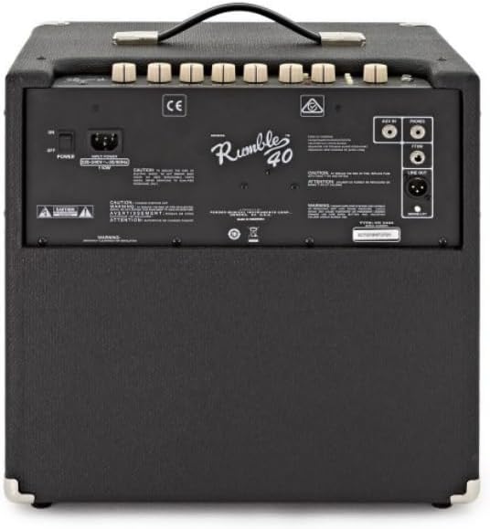Fender Rumble 40 Bass Amplifier Bundle w/Pig Hog PCH10BK Black Woven Instrument Cable, Power Cable, 12x Fender Picks and Liquid Audio Polishing Cloth
