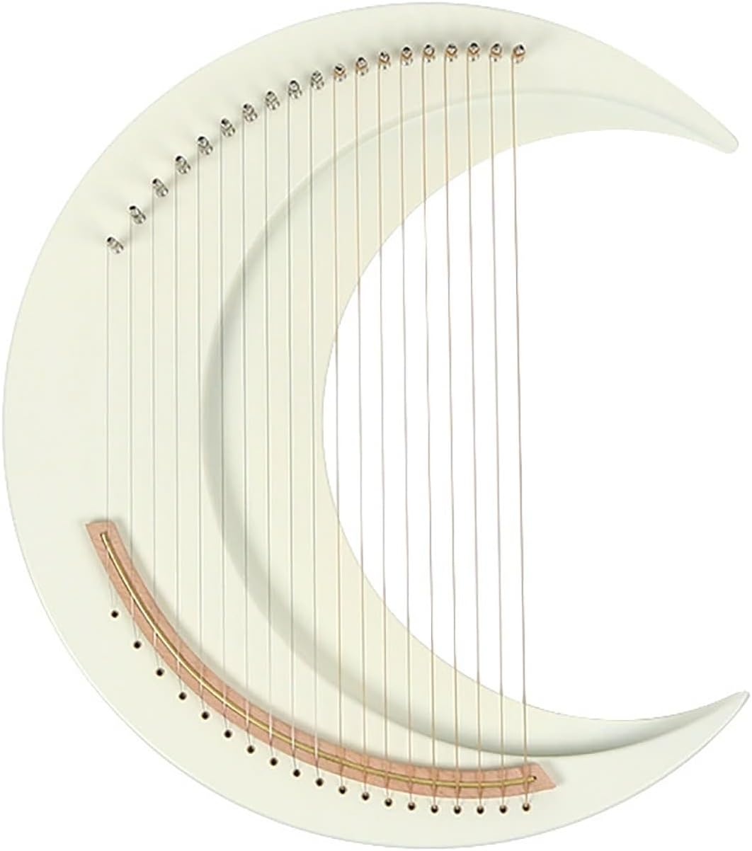 19-String Crescent Moon Lyre Harp - Lightweight Celtic Folk Instrument for Beginners & Music Therapy (C Major Scale)